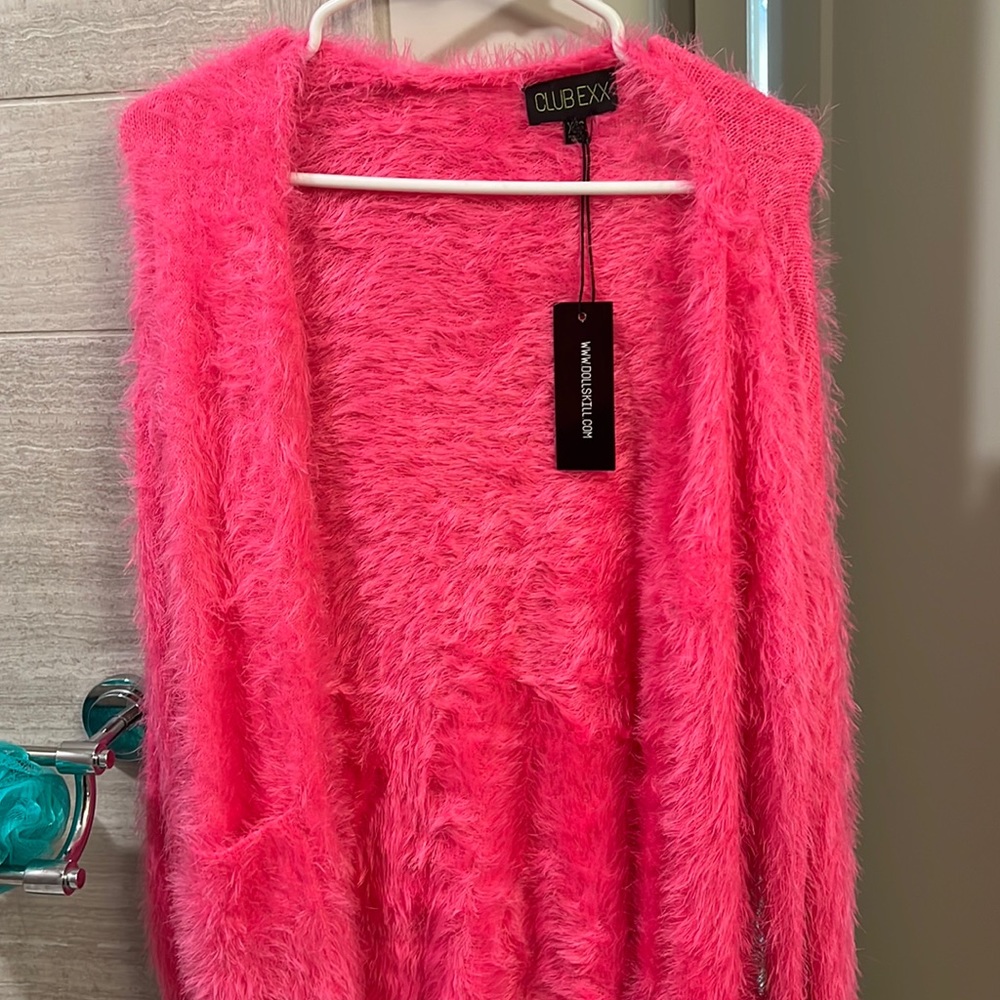 ClubExx Fluffy Pink Cardigan with Pockets - XXS (fits small)